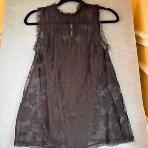 Black Lace Sheer Top by Who What Wear Size XS